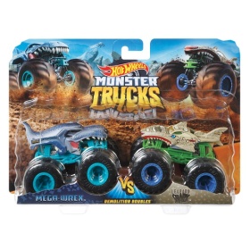 Hot Wheels Monster Trucks 1:64 2 Pack Mega Wrex vs Leopard Shark Auto