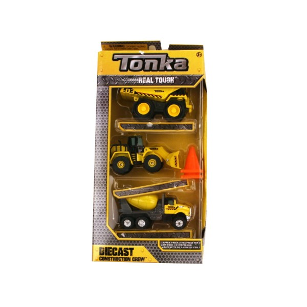 Tonka 3 pak Politiewagen, reddingsvoertuig en bulldozer van metaal