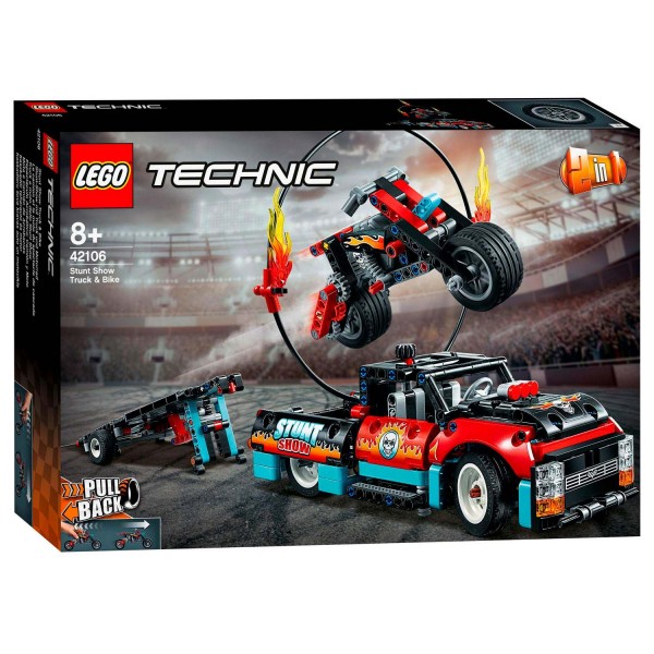 Doe alles met mijn kracht vermomming Verspreiding 42106 Lego Technic Truck en Motor voor Stuntshow