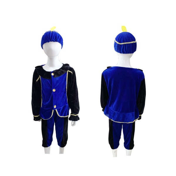 Verkleedset Pietenpak Blauw-Zwart 5-7 Jaar