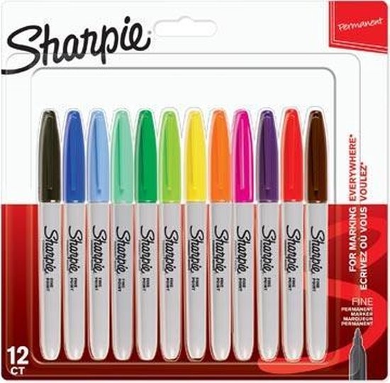 Sharpie Permanent Marker 12 Kleuren Met Fijne Punt